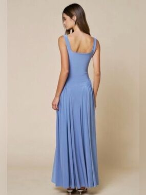 Scoop-Back Maxi Dress in Periwinkle Blue